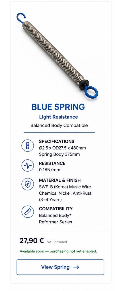 Blue Balanced Body compatible Reformer replacement spring