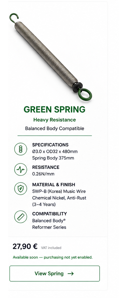 Green Balanced Body compatible Reformer replacement spring