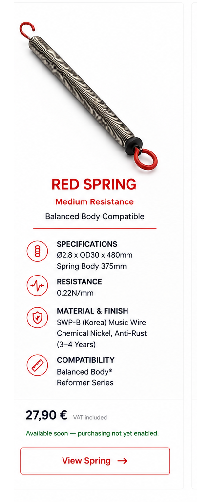 Red Balanced Body compatible Reformer replacement spring