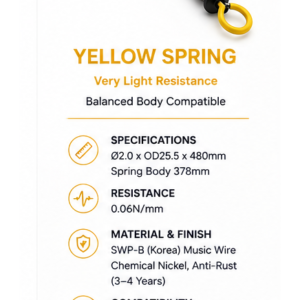 Yellow Balanced Body compatible Reformer replacement spring